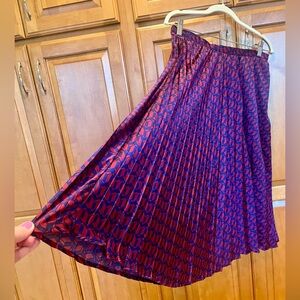 Tahari ASL Red and Blue Geometric A-Line Skirt